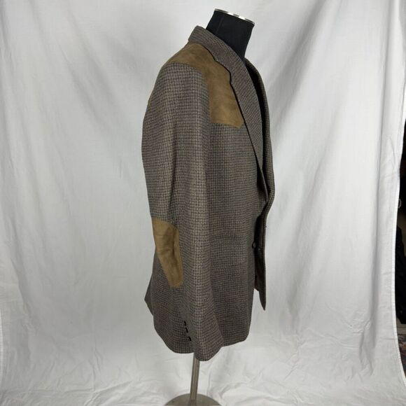 Pendleton Wool Tweed Leather Suede Western Sports Coat - Men’s 46L - Picture 2 of 7